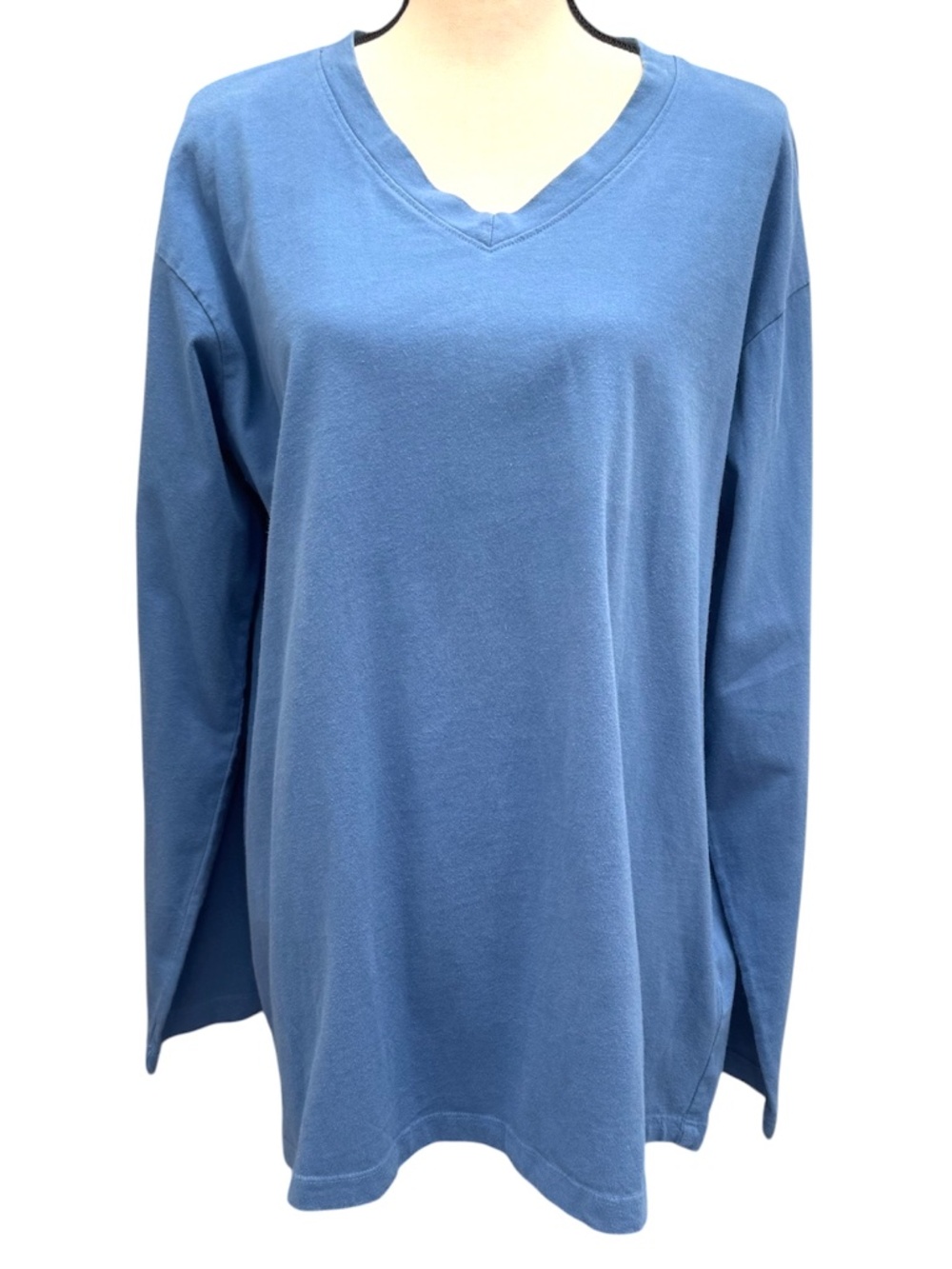 SAN FRANCISCO CITY LIGHTS BLUE V NECK COTTON LONG SLEEVE T SHIRT